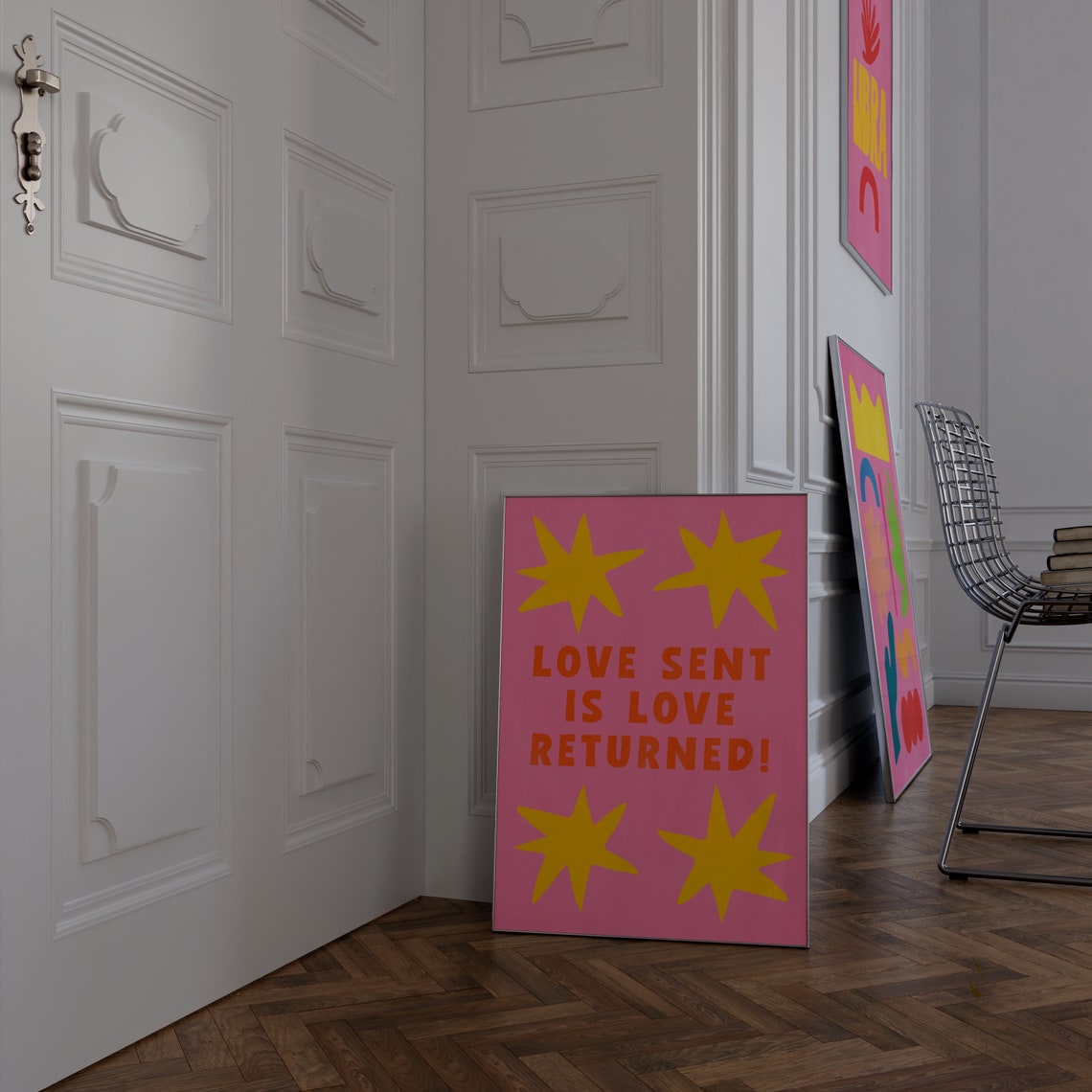 Love Sent Is Love Returned Bold Retro Maximalist Quote Poster - Image 2