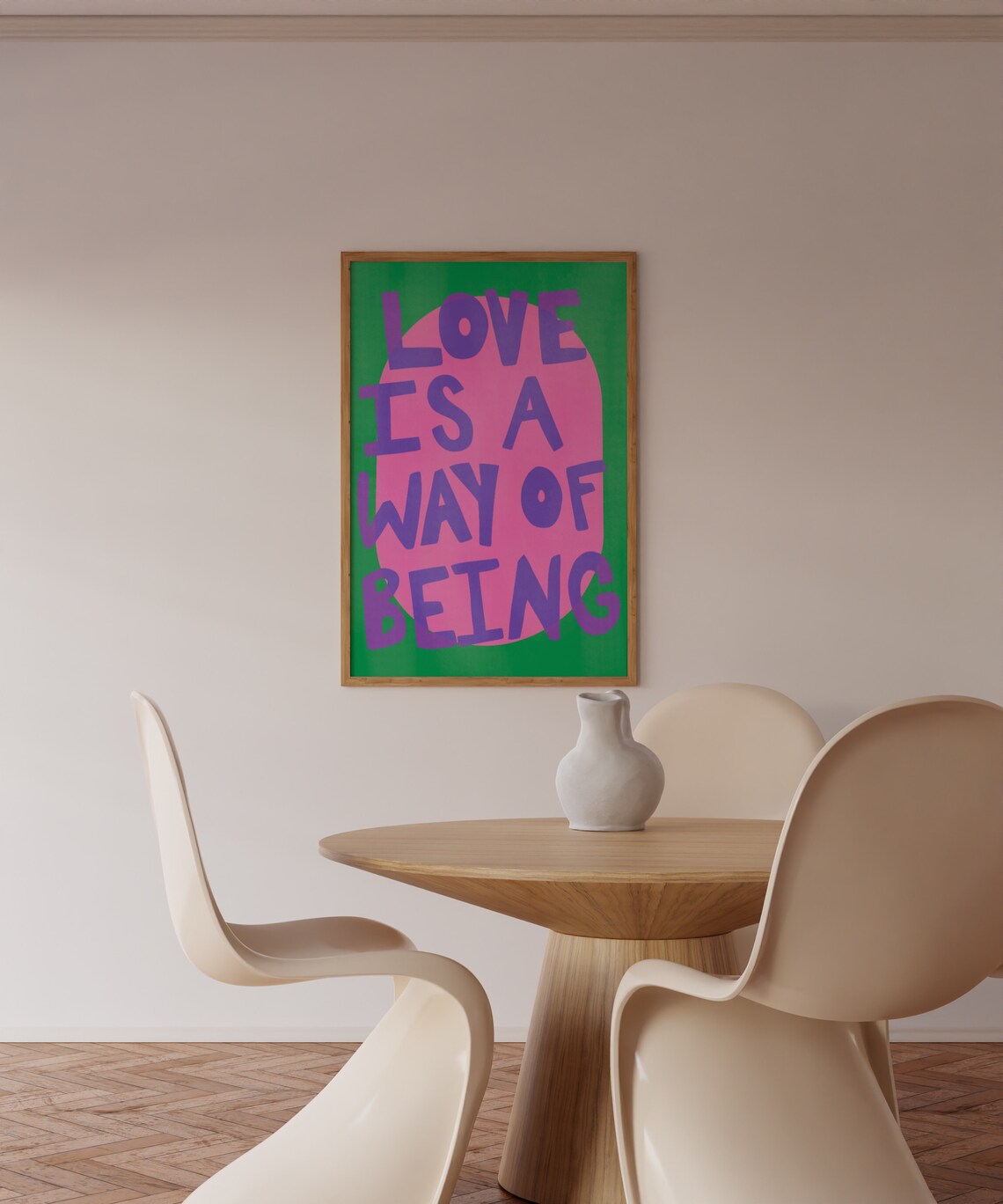 Love Is A Way Of Being Bold Purple Pink Green Typography Quote Poster - Image 4