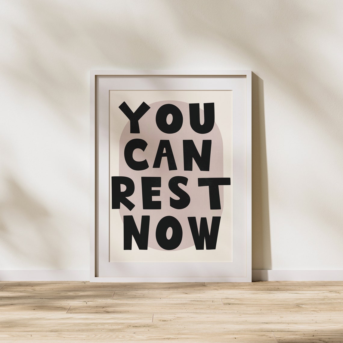 You Can Rest Now Black White Minimalist Typography Self Care Poster - Image 3