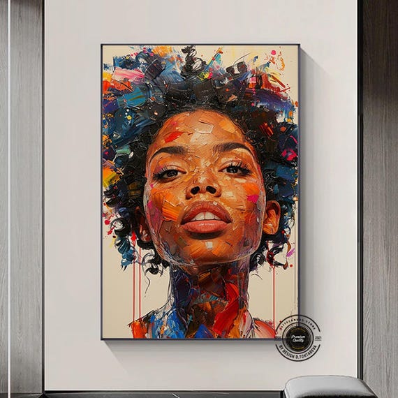 African Women Portrait Culture Tribe Wall Art Decor Oil Painting Modern Home