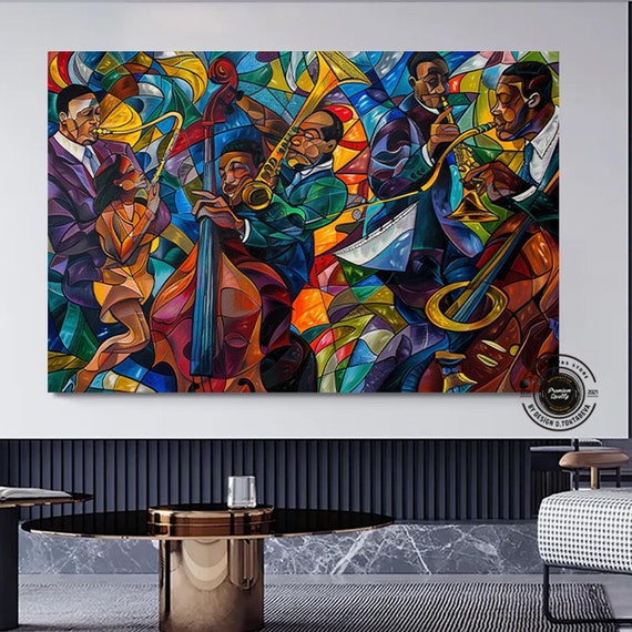 Picasso Style Jazz Wall Art Musician Prints African Abstract Modern Large