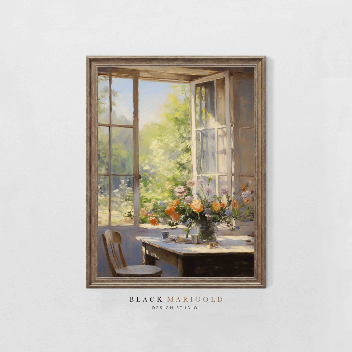 Sunlit Room With Open French Doors Overlooking Garden Poster - Image 2