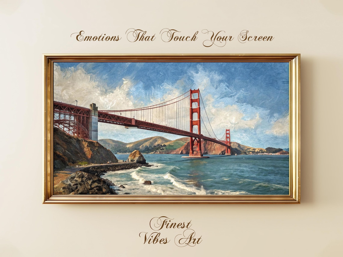 Golden Gate Bridge San Francisco Bay Oil Painting Style Art Print