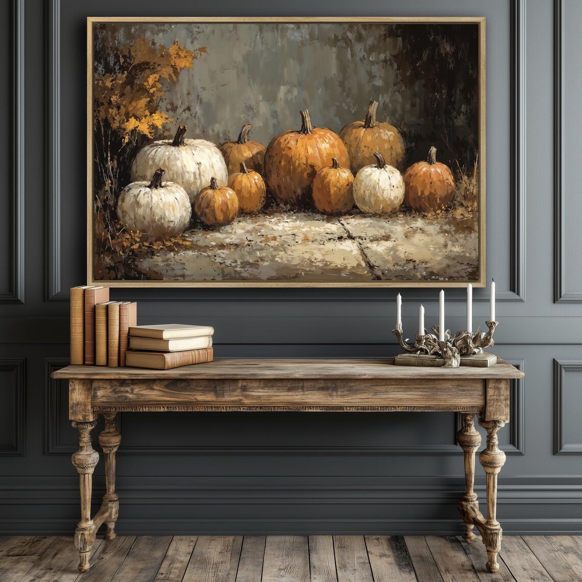 Rustic Pumpkins Still Life, Vintage Fall Art Print - Image 4