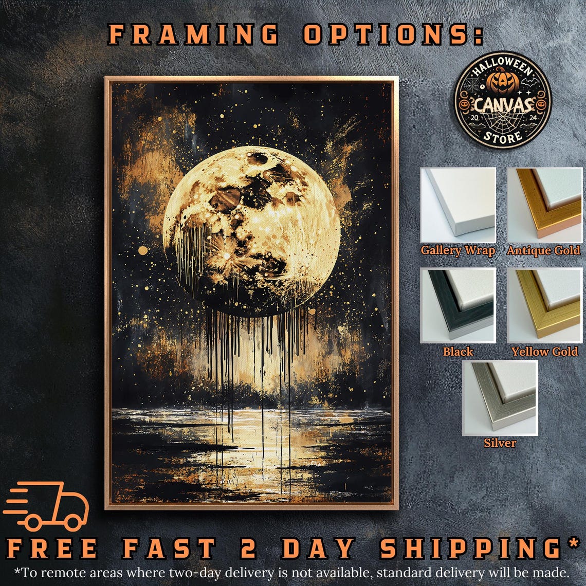 Mystical Full Moon Print Dramatic Starry Sky Dark Space Home Decor Celestial Dark Academic Poster Ready To Hang Framed Wall Art - Image 5