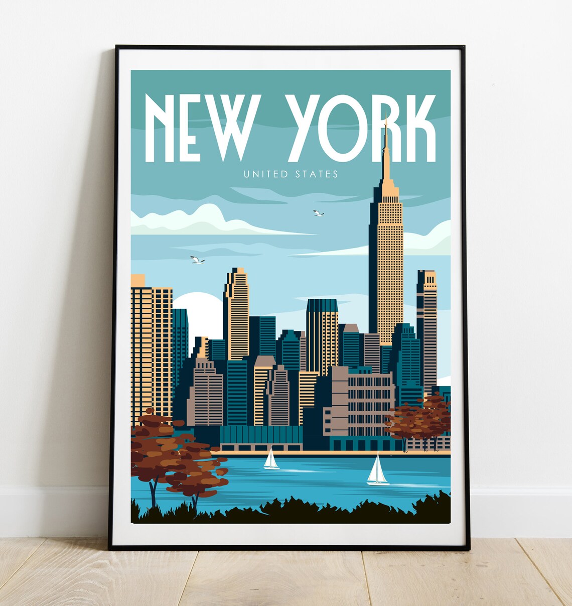 New York Retro Travel Poster, United States Art Print
