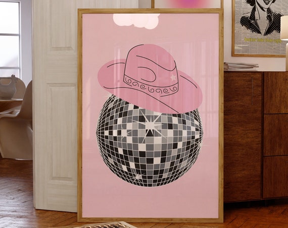 Disco Cowgirl Artwestern Art Printwild West Arttrendy Wall Arttrendy Posterpreppy Posterscowgirl Printwestern Wall Artretro Wall Art