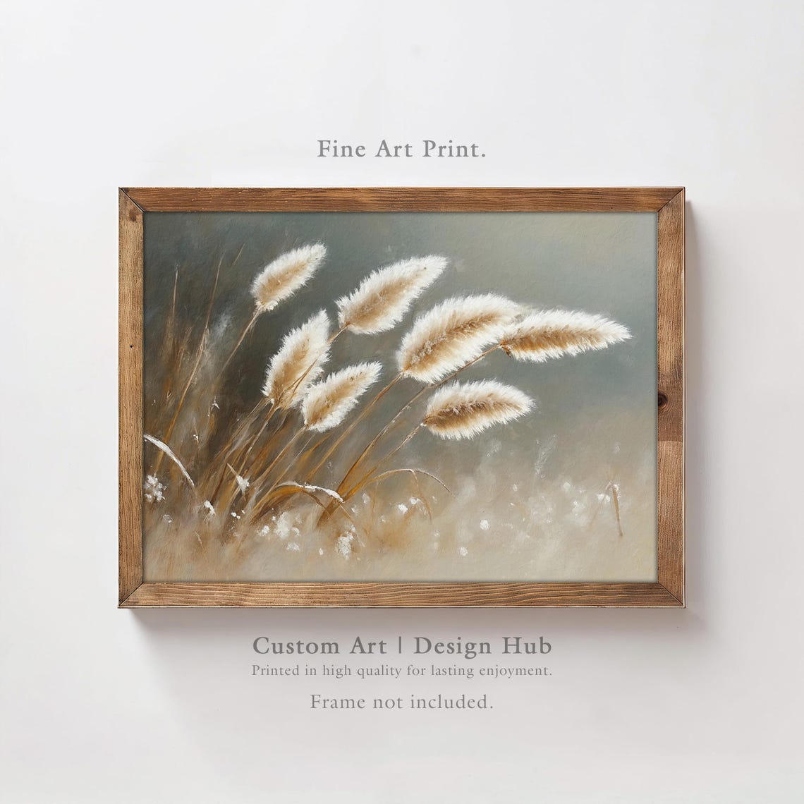 Dried Pampas Grass Botanical Poster Neutral Beige Meadow Floral Art