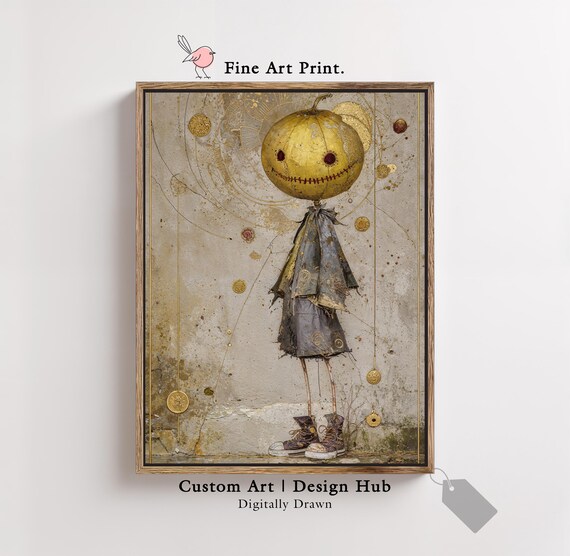 Halloween Pumpkin Wall Art Print Spooky Gothic Surreal Poster For Home Decor