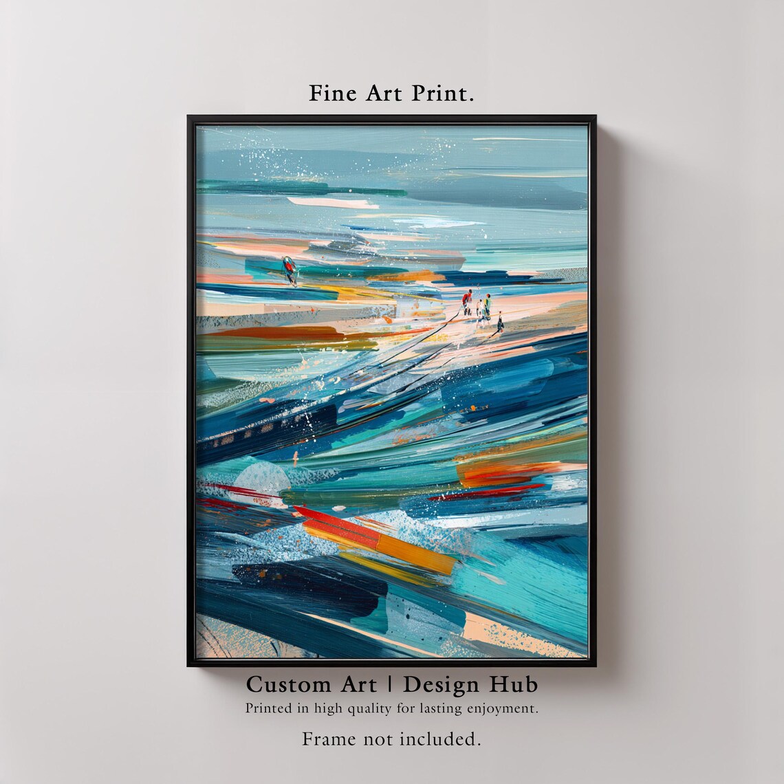 Abstract Seaside Painting Beach Walkers Colorful Coastal Art Poster