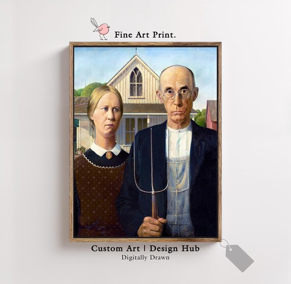 Gothic Wall Art Print Classic Vintage Farmhouse Painting Poster