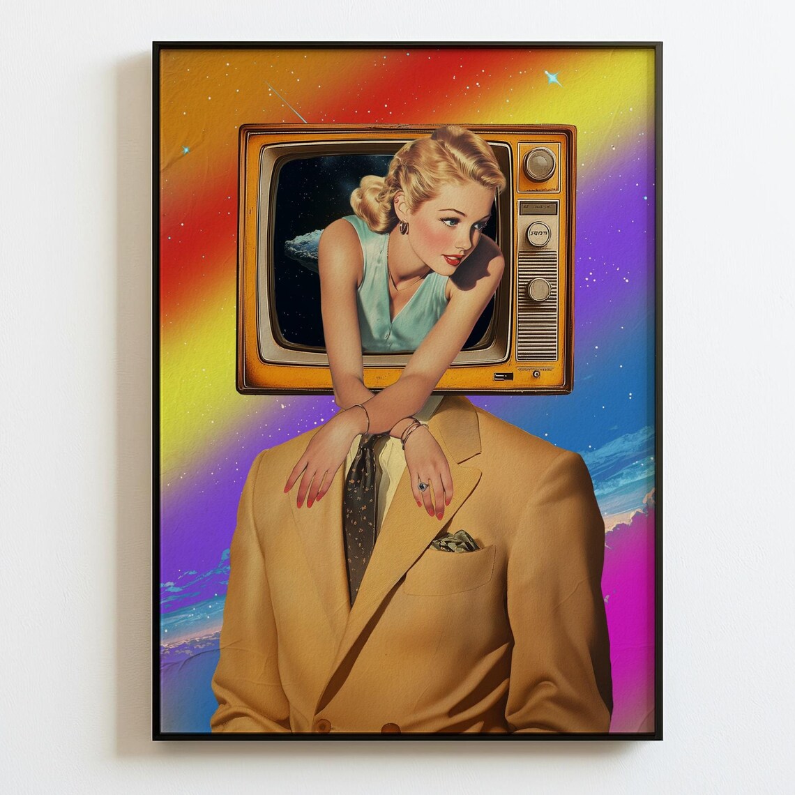Retro Surreal Psychedelic Cosmic Collage Art Print