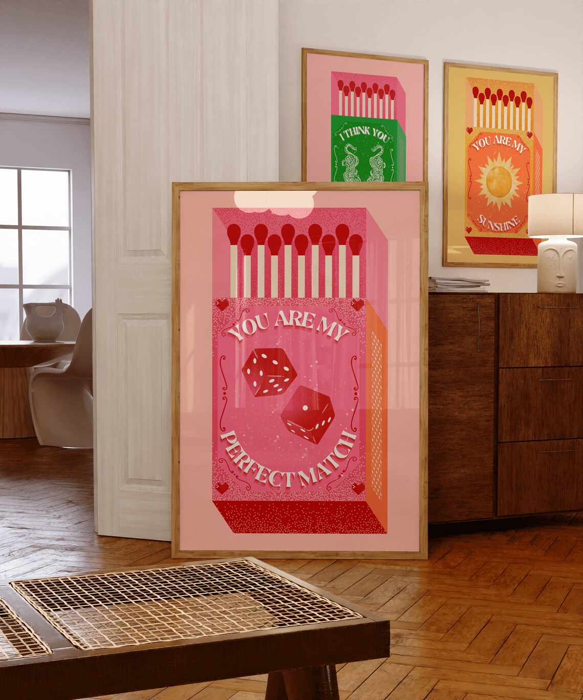 You Are My Perfect Match Pink Dice Matchbox Sweet Love Art Poster