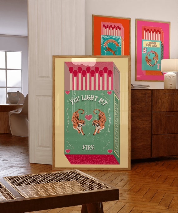 Orange Matchbox Retro Tiger Art Print