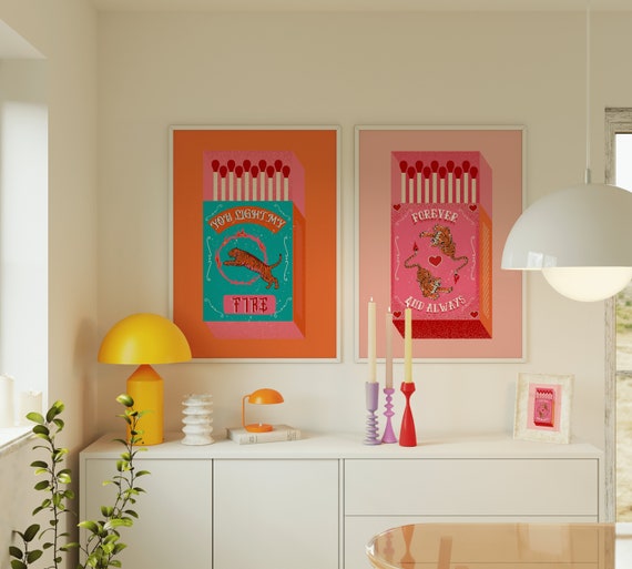 Retro Tiger Matchbox Art Print, Vintage Style