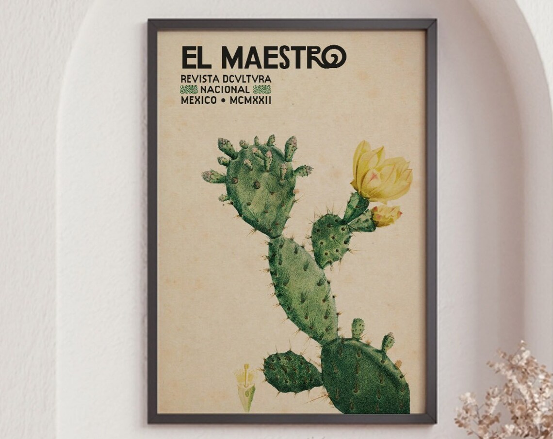Vintage Mexican Cactus Exhibition Poster Art Print