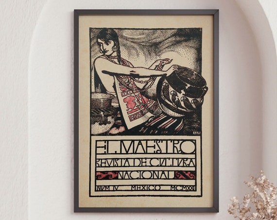 El Maestro Museum Poster Vintage Magazine Cover Illustration Culture Mexican Wall Art Mexican Art Exhibition Poster