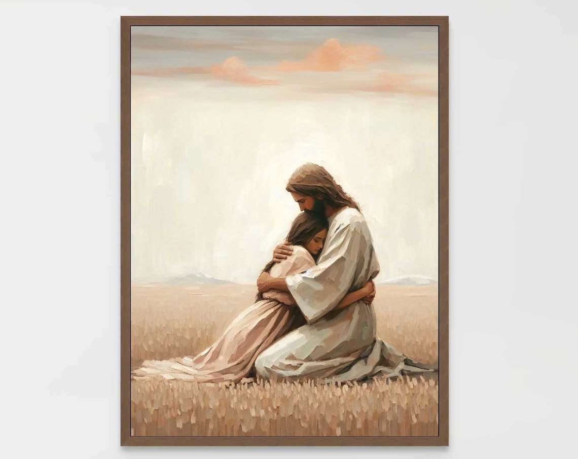 Safe With Jesus Christian Painting, Bible Verse