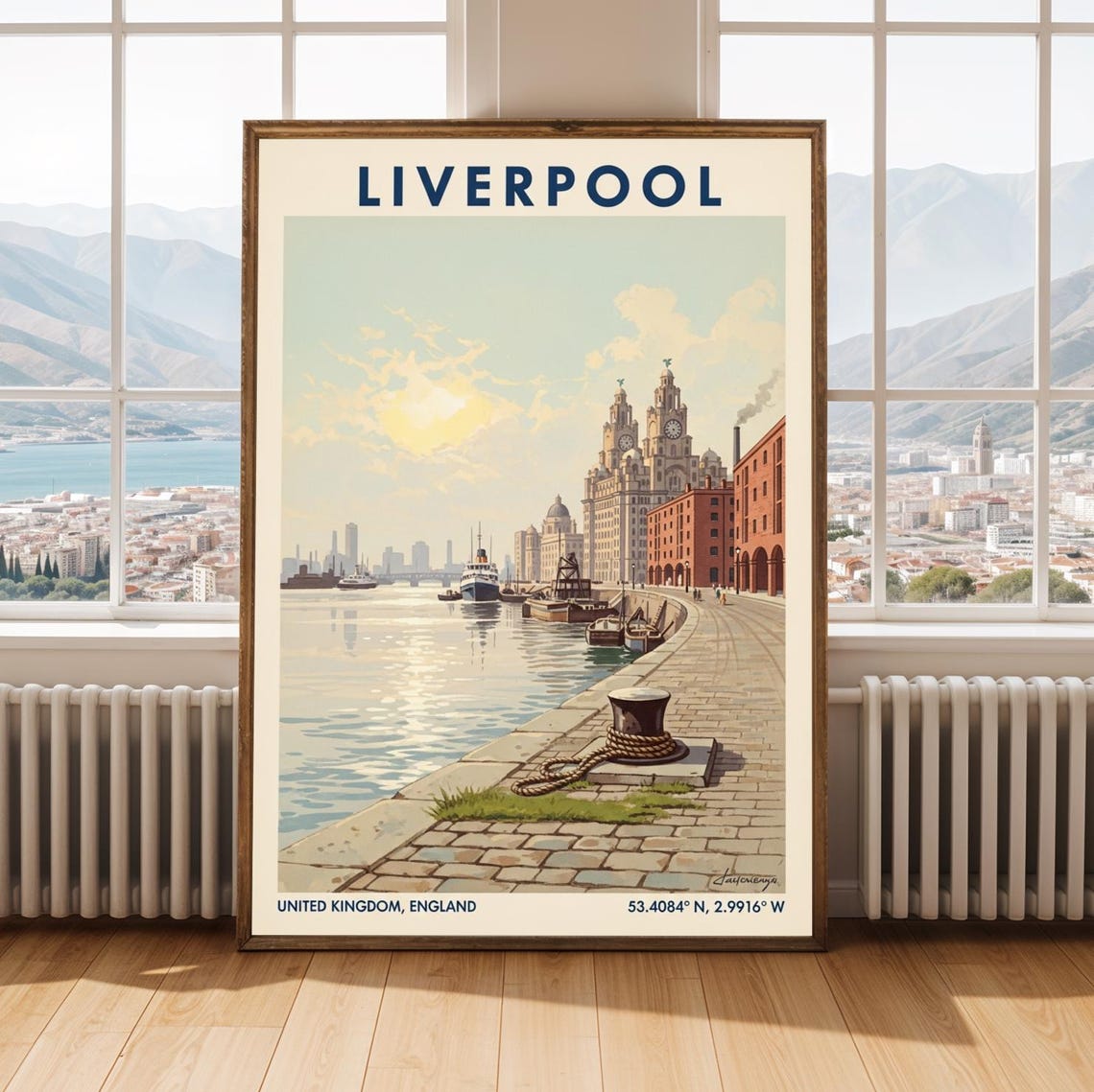 Liverpool Albert Dock Print Midcentury Travel Poster