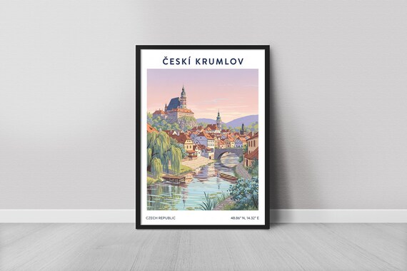 Cesky Krumlov Czech Republic Vintage Travel Castle River Poster