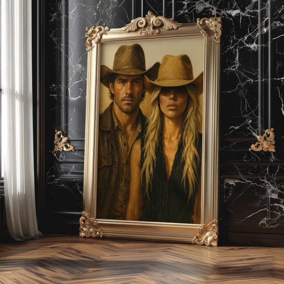 Vintage Cowboy And Cowgirl Art Prints Rustic Western Decor A024x36