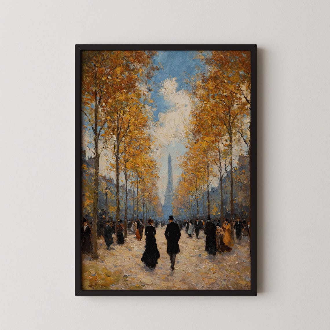 Autumn Paris Avenue Eiffel Tower Impressionist Vintage Painting Poster