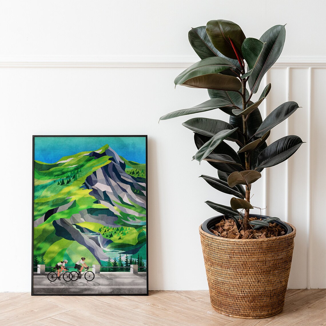 Cycling Couple Waterfall Ride Art Print, Gift - Image 4