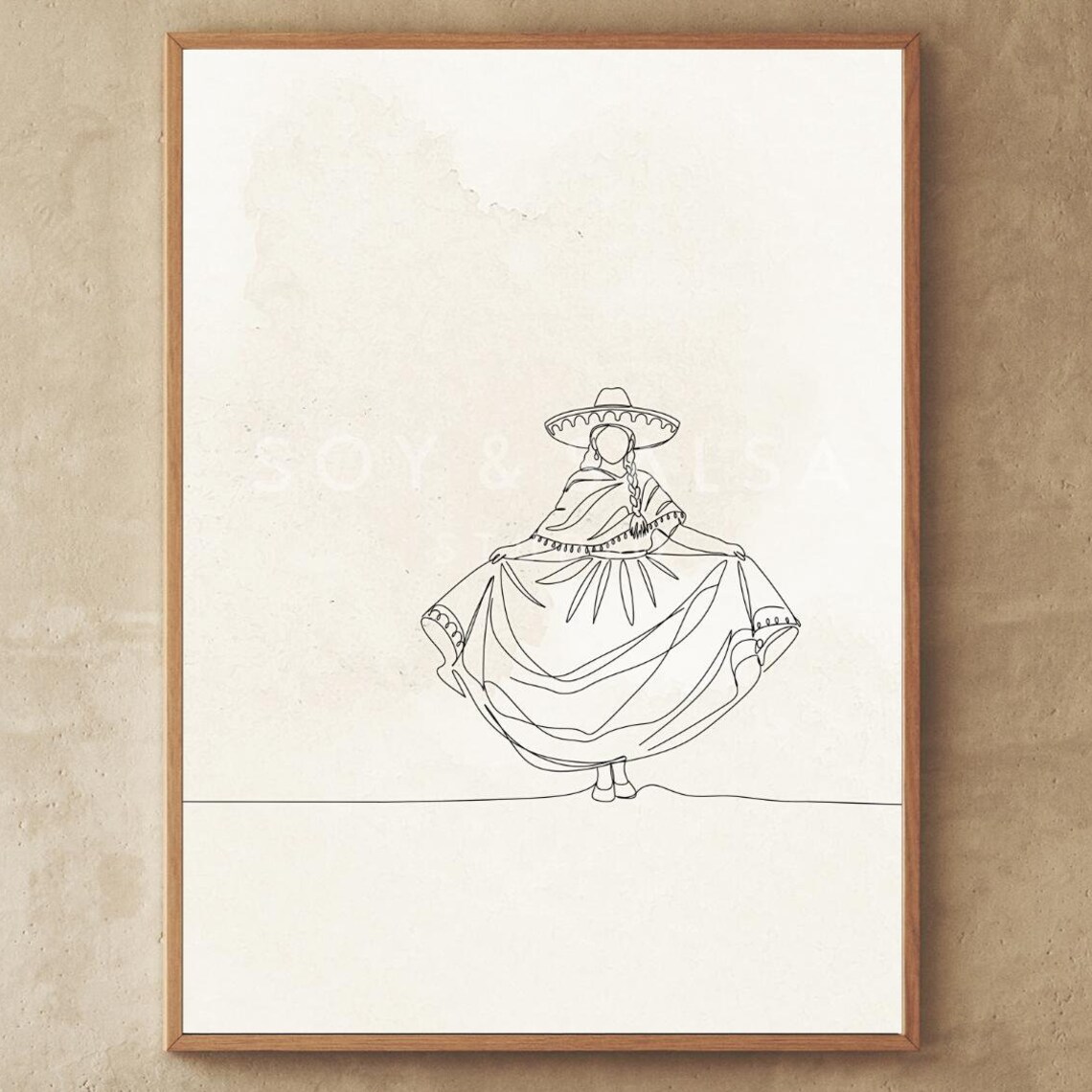 Ecuadorian Traditional Dress Line Drawing Art Print