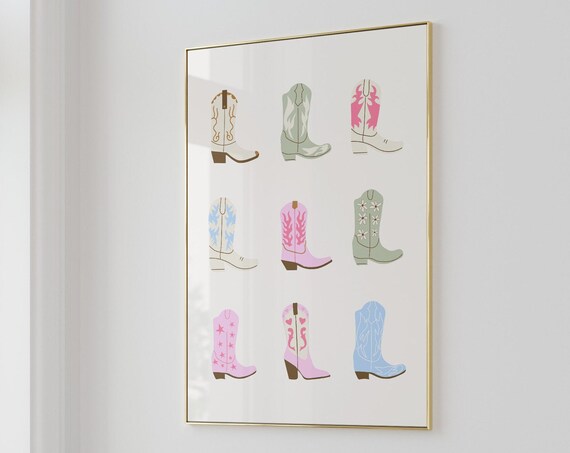 Cowgirl Boot Print Western Bedroom Art Print