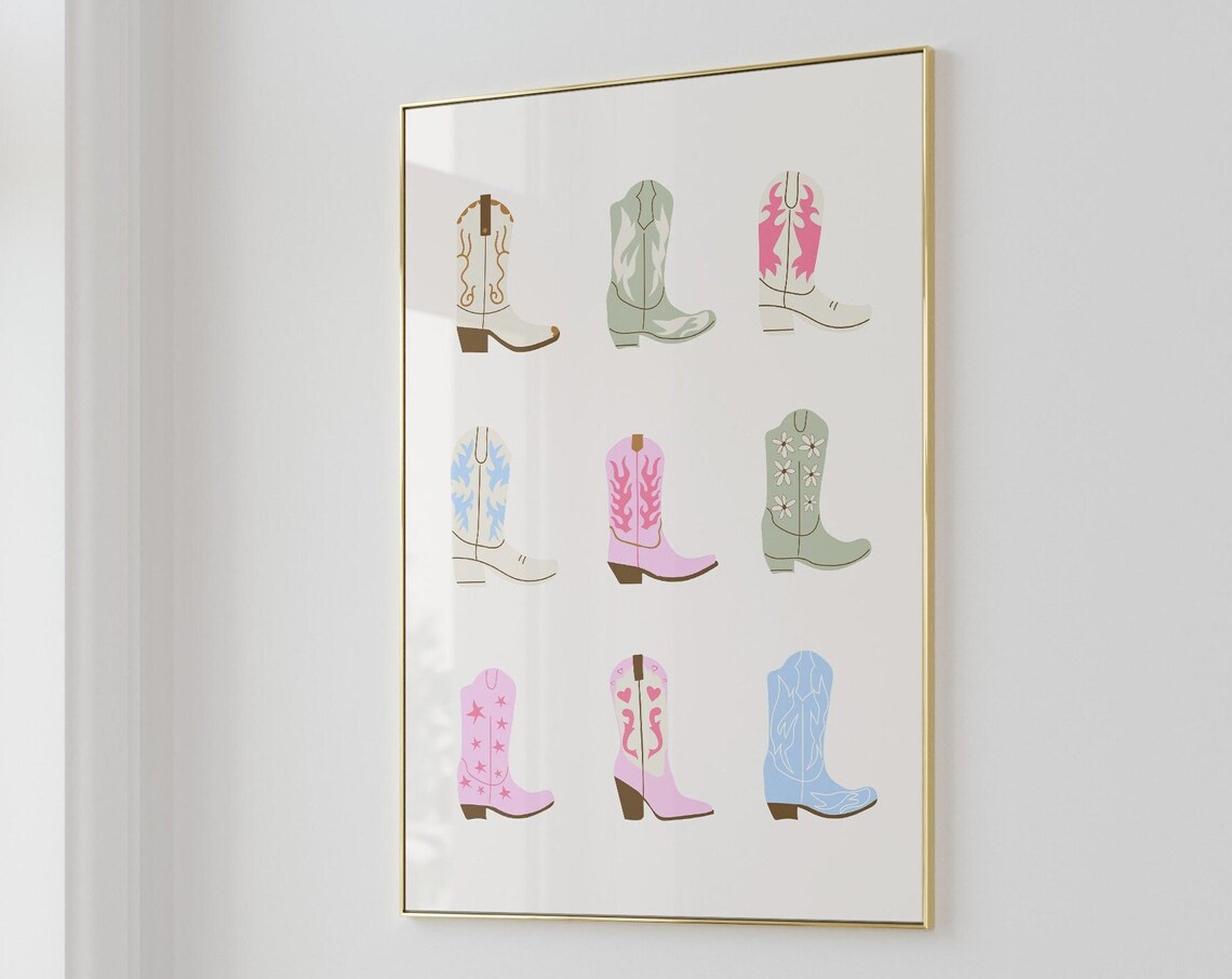Cowgirl Boot Print Western Bedroom Art Print
