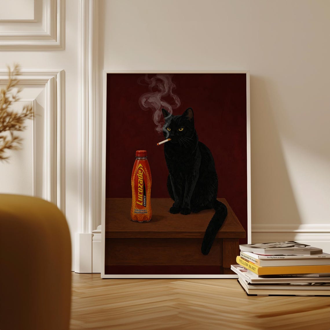 Funny Black Cat Wall Art Quirky Decor