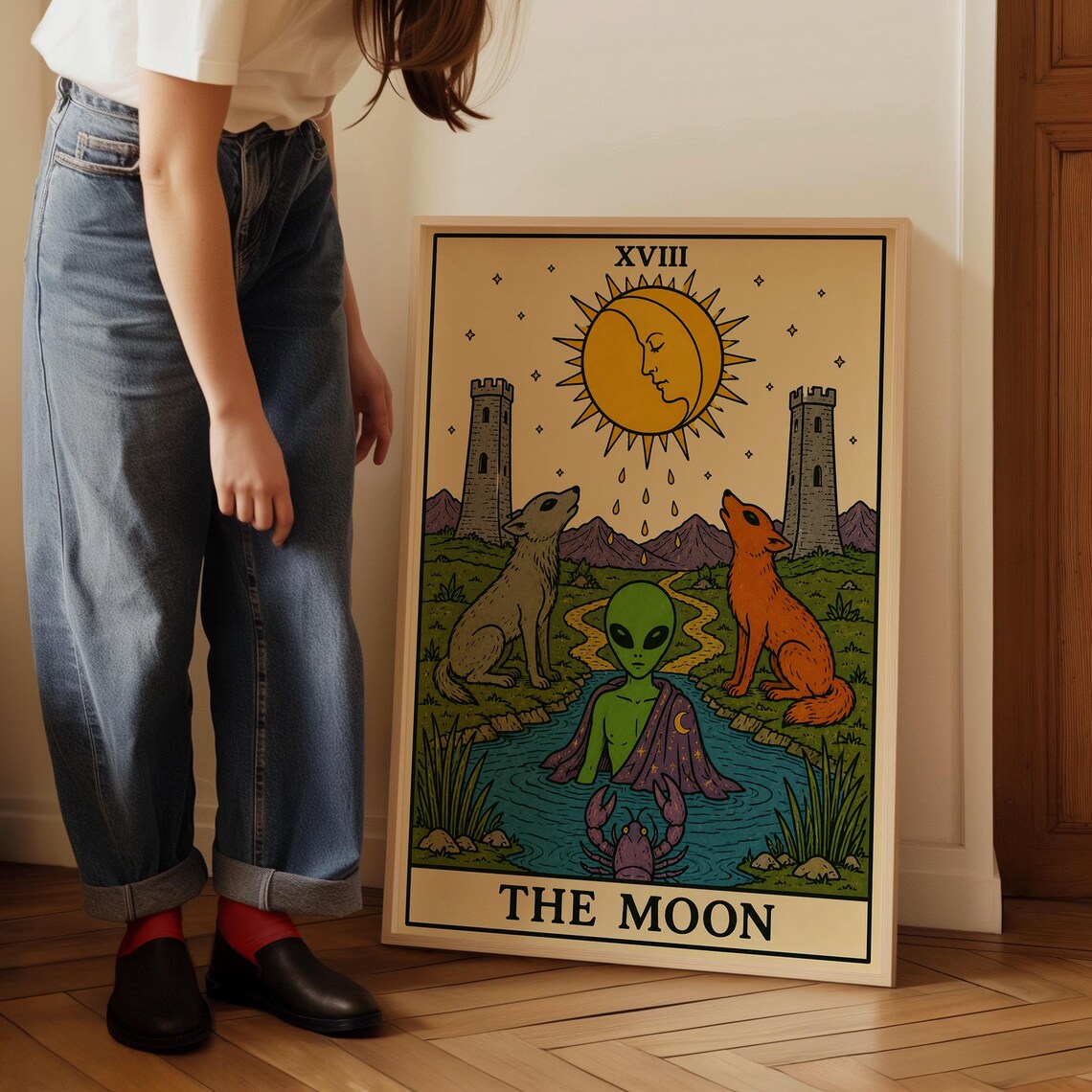 Alien Moon Tarot Card Wall Art Print