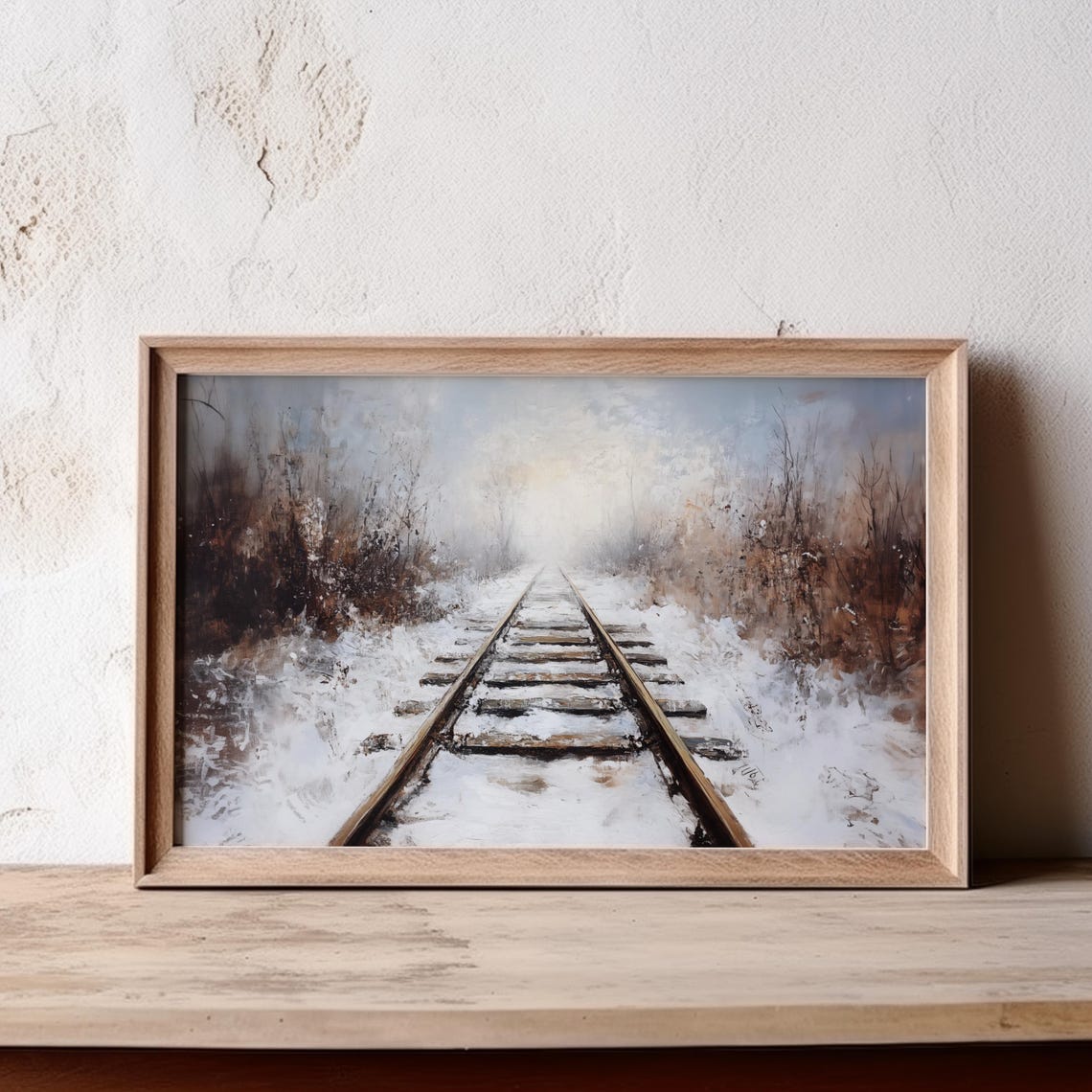 Train Tracks Through Snowy Winter Forest Misty Railroad Poster - Image 4