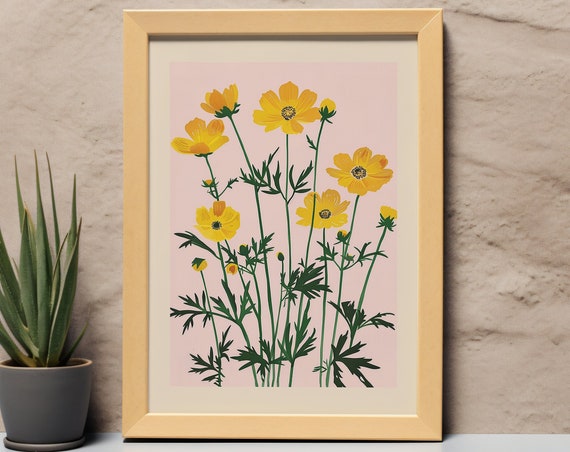 October Birth Flower Cosmos Botanical Art Print