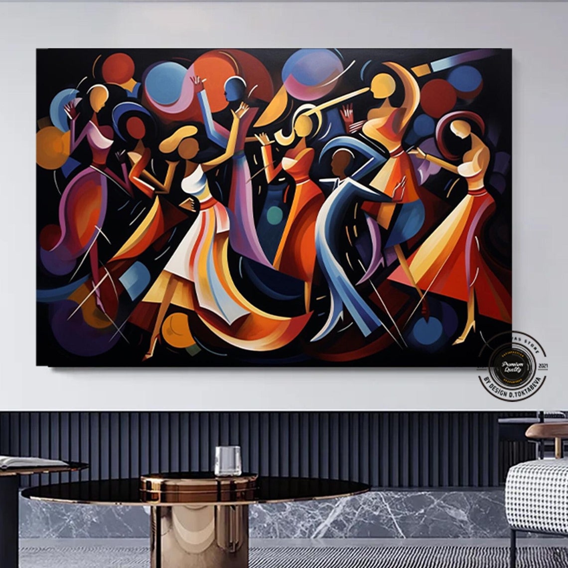 Pablo Picasso Style Dance Design Canvas Abstract Prints Impressions Cubism In Colors Art