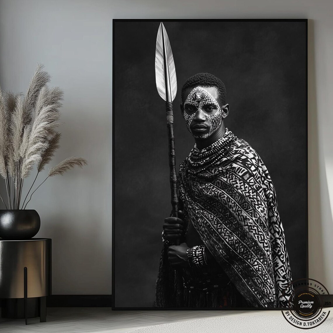 African Black Man With Spear and Shield Art Print