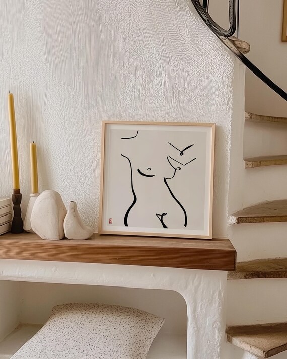 Abstract Single Line Female Torso Figure Study Minimalist Art Poster