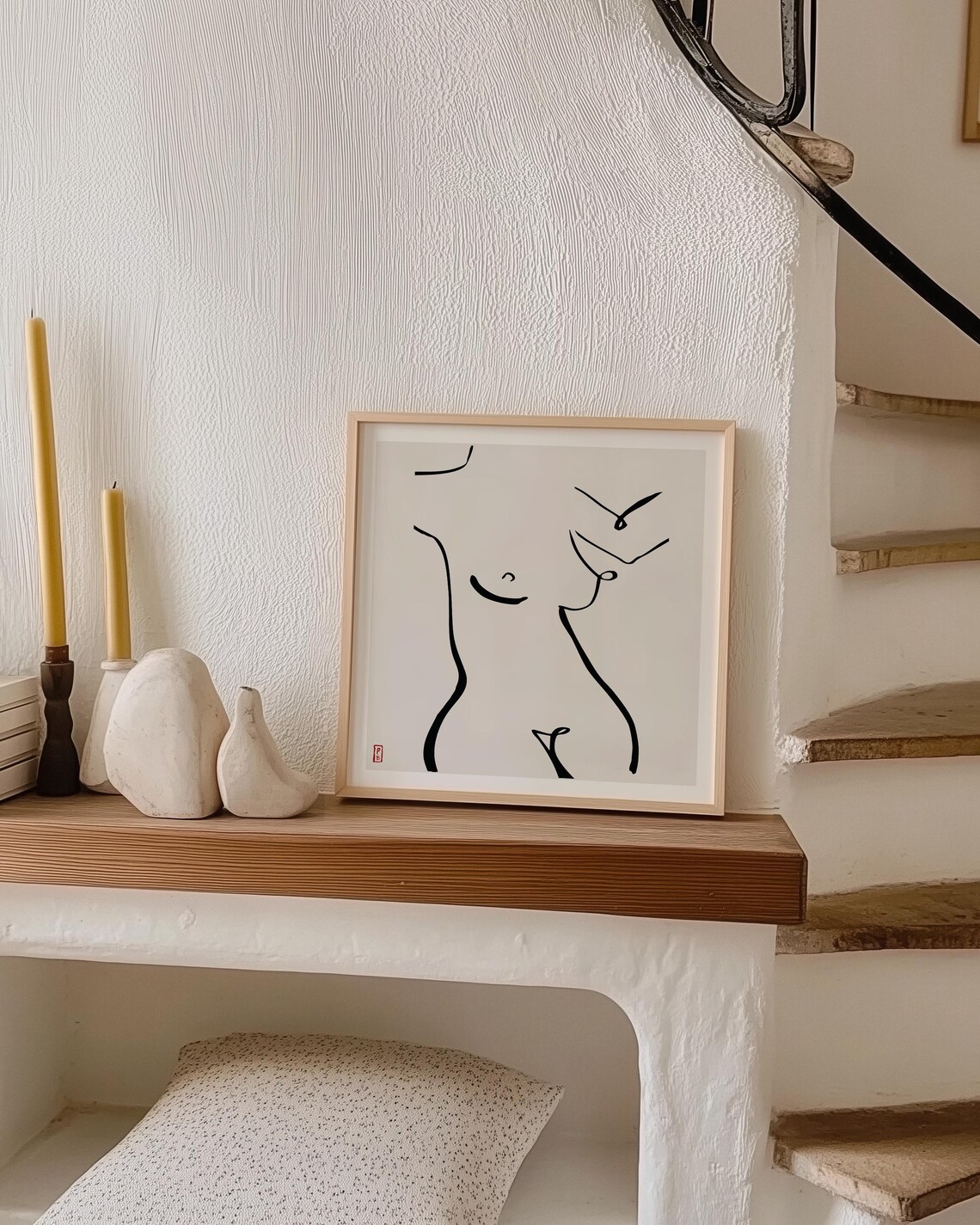Abstract Single Line Female Torso Figure Study Minimalist Art Poster