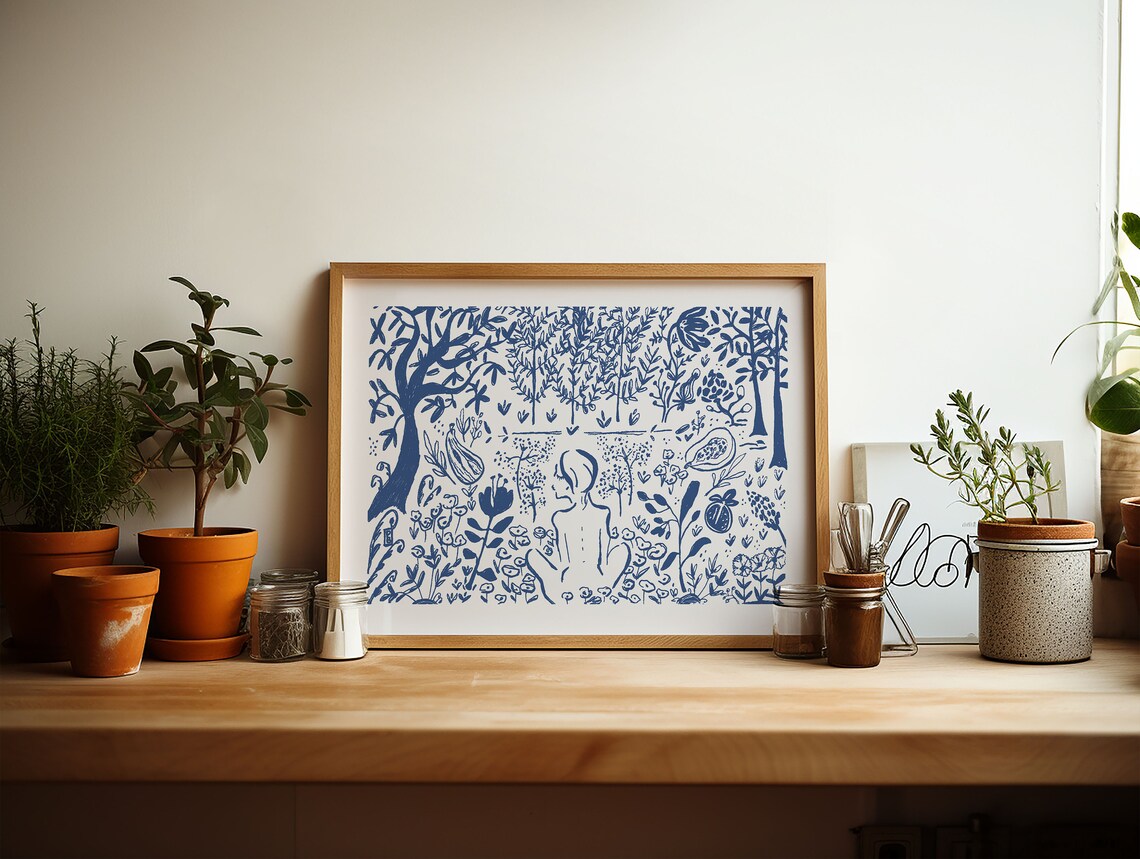 Who Loves The Sun Line Art Portrait, Wall Art Print