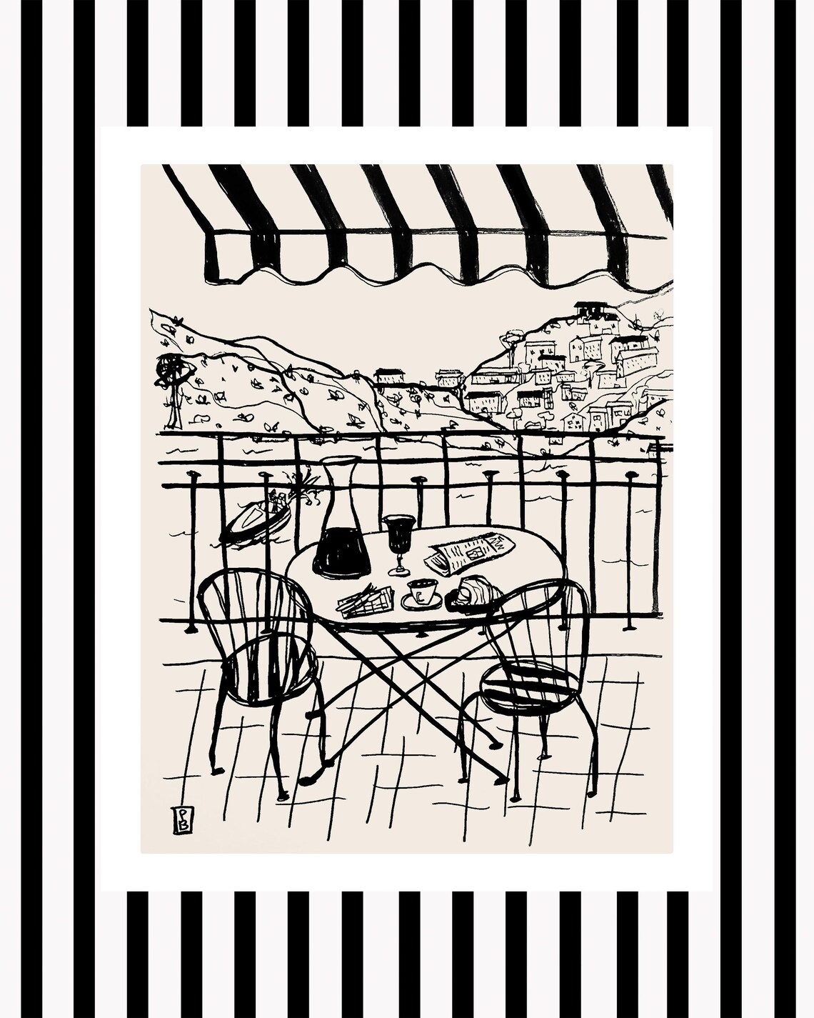 Positano Paris Minimalist Art Print, Black Stripes - Image 2
