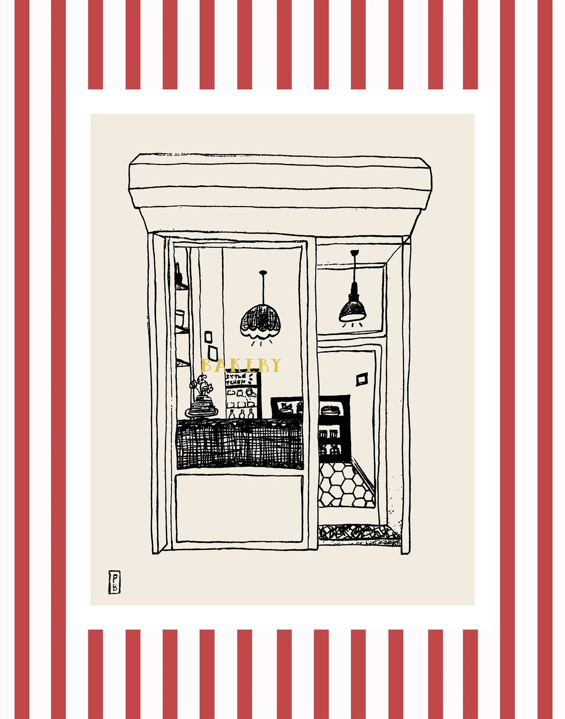 Bakery Minimalist Art Print, New York Poster - Image 2
