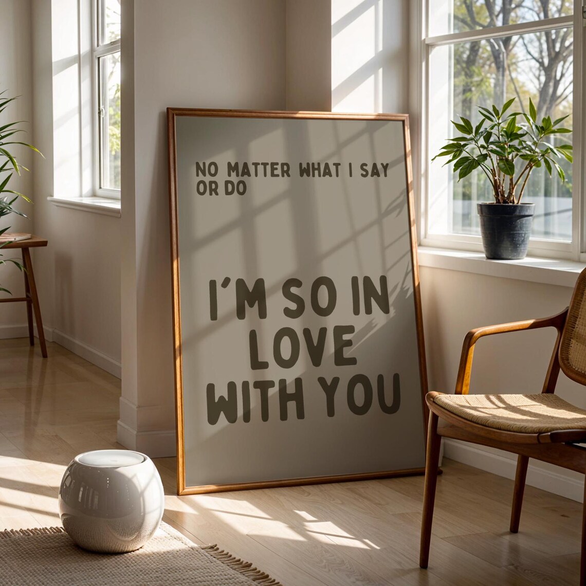 Im So In Love With You Khaki Grey Minimal Love Quote Wall Poster