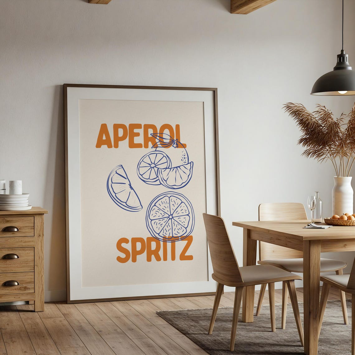 Aperol Spritz Orange Slices Retro Cocktail Recipe Bar Poster