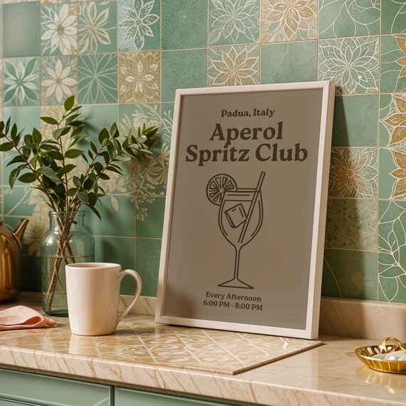 Aperol Spritz Club Padua Italy Cocktail Bar Happy Hour Poster