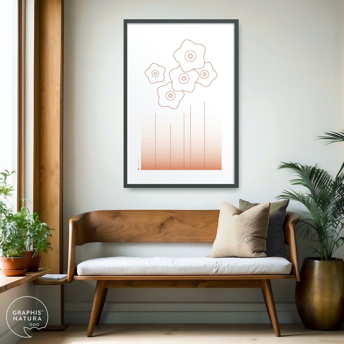 Rust Orange Line Wildflowers Poster Minimalist Botanical Sketch - Image 5