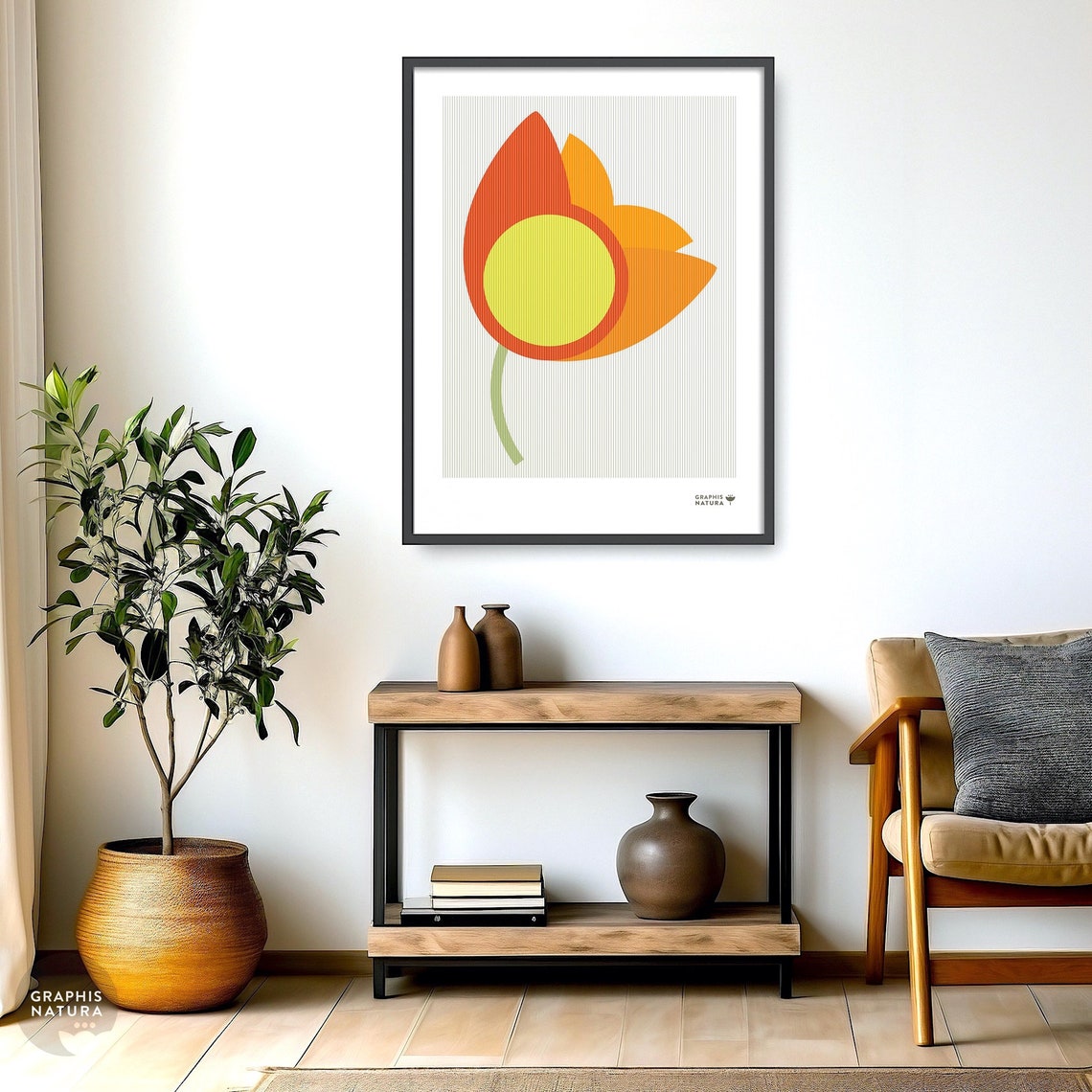Modern Flower Art Flora Form Print Modern Floral Print Geometric Flower Art Colorful Flower Print Mod Scandi Minimalist Wall Art - Image 5