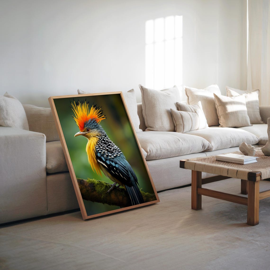 Colorful Exotic Bird With Orange Crest Photoreal Bird Poster