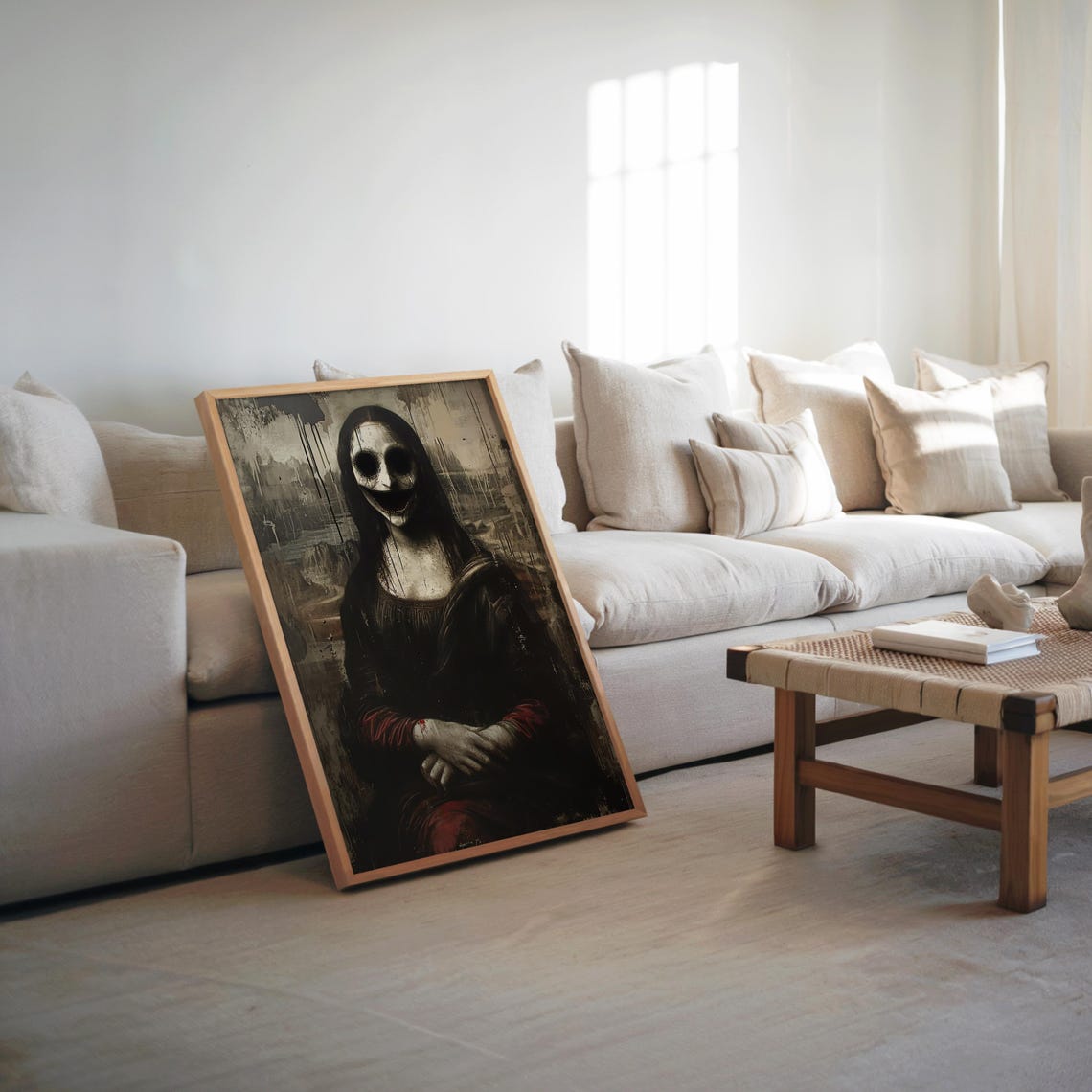 Dark Mona Lisa Skull Face Gothic Horror Parody Painting Art Poster