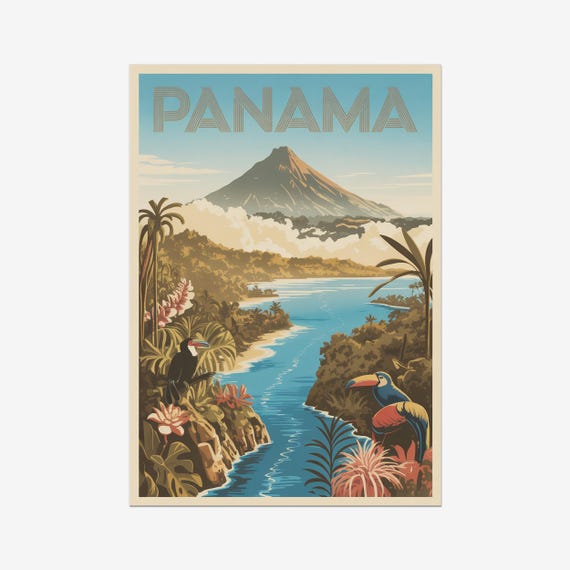 Panama Vintage Travel Poster Central America Retro