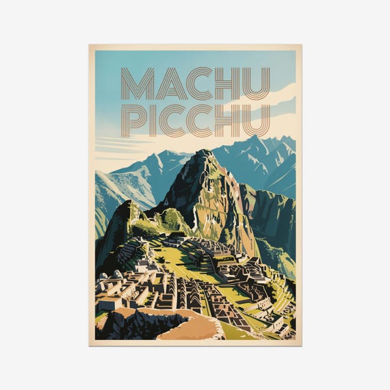 Machu Picchu Vintage Travel Poster Peru Retro